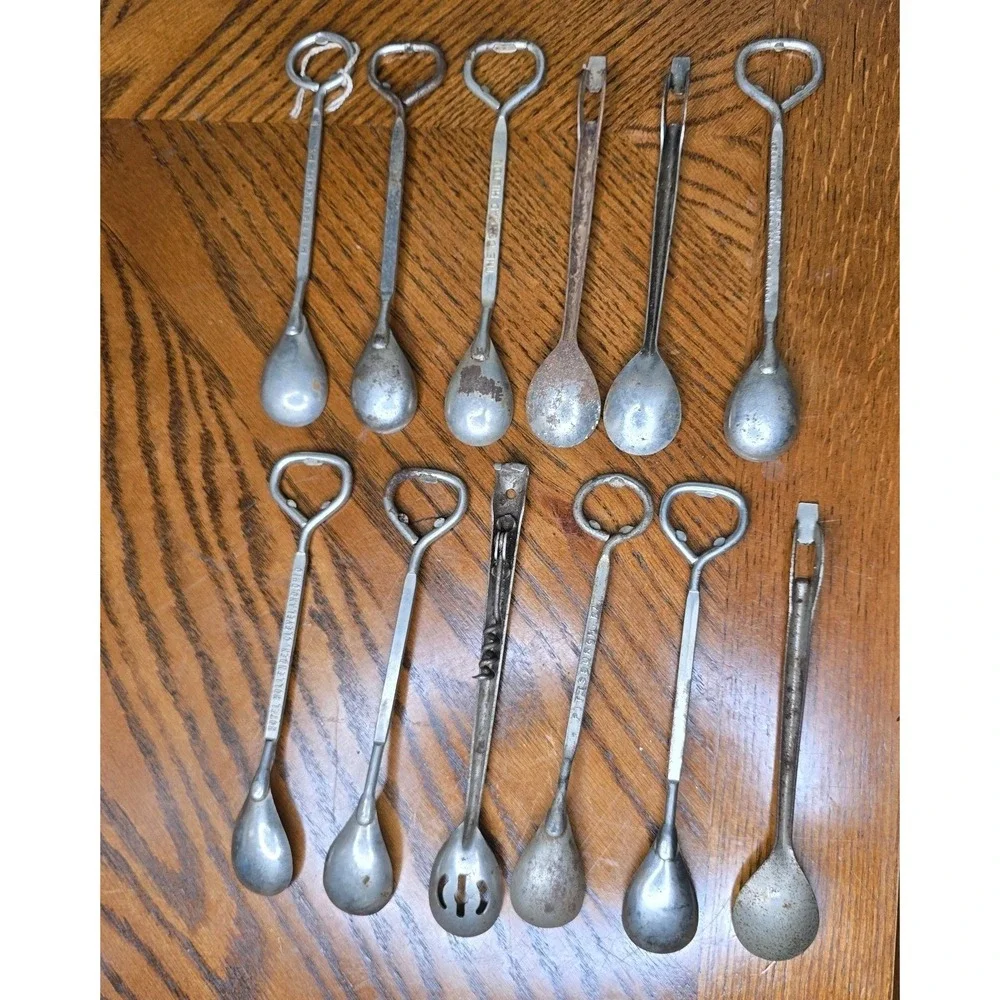 Vintage Hotel & Business Spoon Advertising Stirrer Bottle Openers Rusty 12